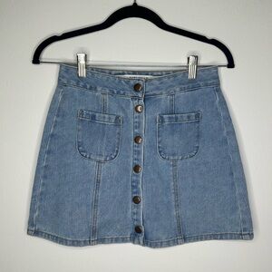 Brandy Melville Jean Denim Mini Skirt Bruce Button Front  Size 25